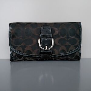 Coach Black and Brown Signature Wallet